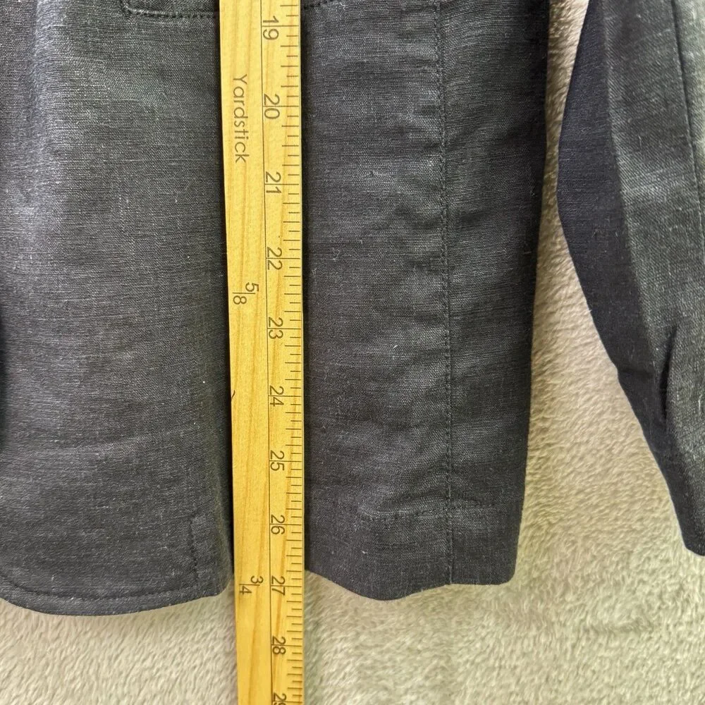 J. Jill Linen Blend Black Blazer Women's PS One Button Relaxed Stretch Pockets